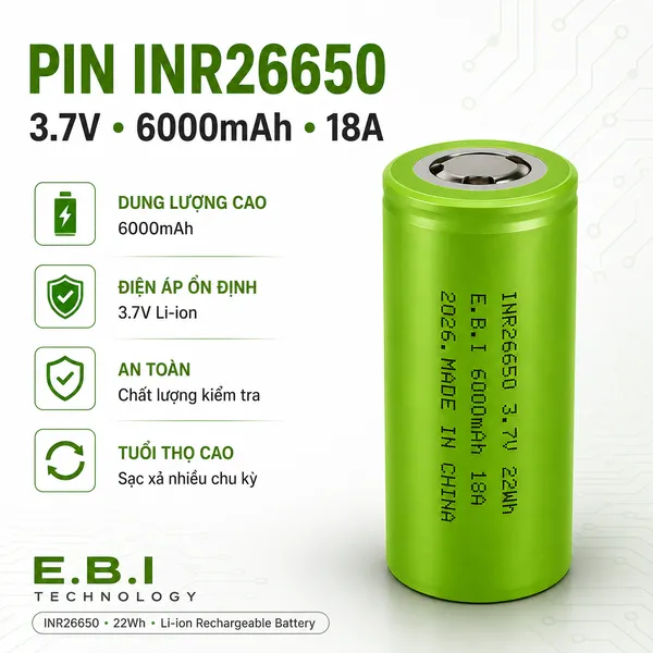 PIN 26650 3.7V6000mAh