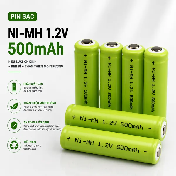 PIN SẠC Ni-MH 1.2V500mAh 10350