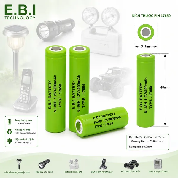 PIN SẠC Ni-MH 1.2V4000mAh 17650