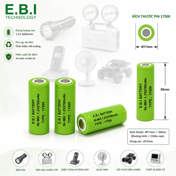 PIN SẠC Ni-MH 1.2V4000mAh 17500