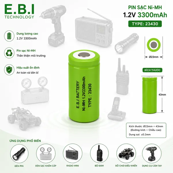 PIN SẠC Ni-MH 1.2V3300mAh 23430