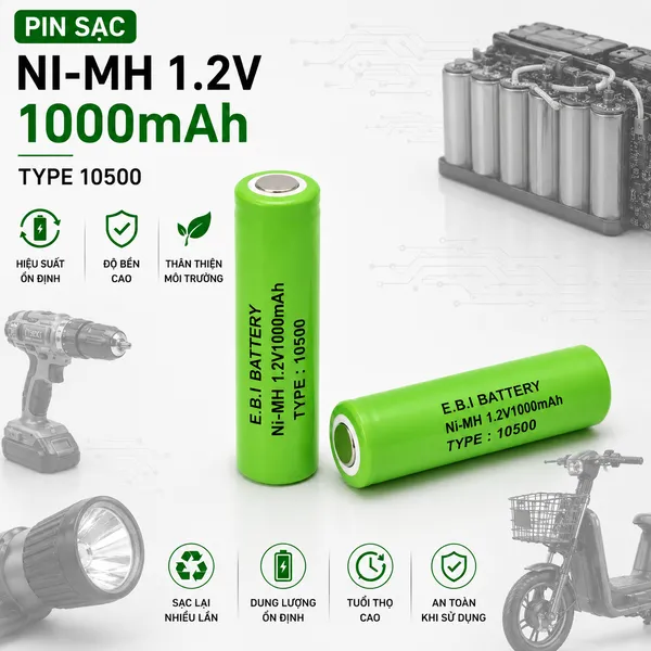 PIN SẠC Ni-MH 1.2V1000mAh 10500