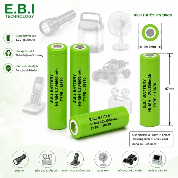 PIN SẠC NI-MH 1.2V4500mAh 18670