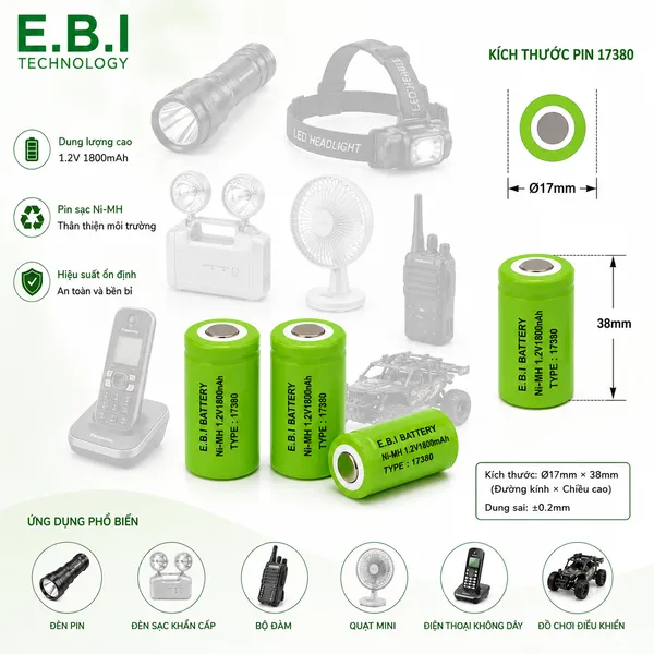 PIN SẠC Ni-MH 1.2V1800mAh 17380