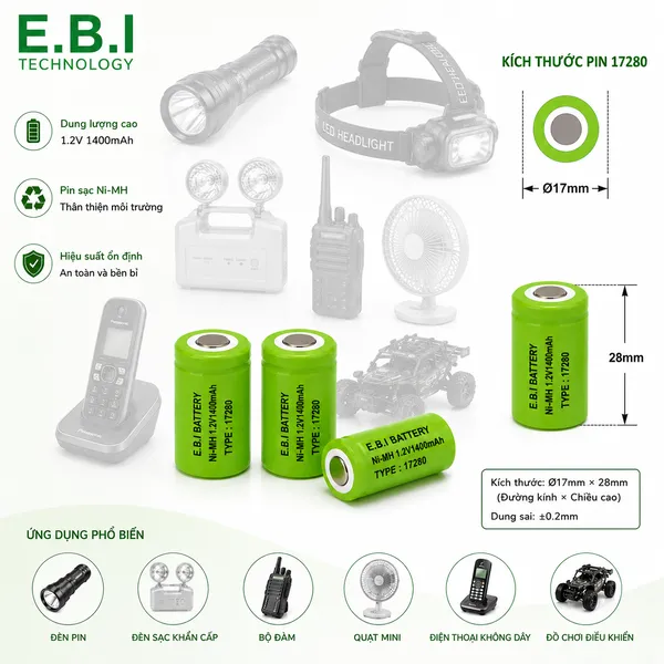 PIN SẠC Ni-MH 1.2V1400mAh 17280
